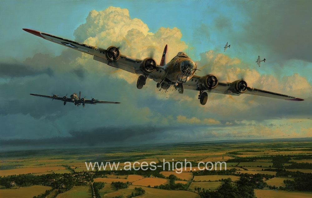 Thunderheads Over Ridgewell by Robert Taylor signed by B-17 Aircrew 