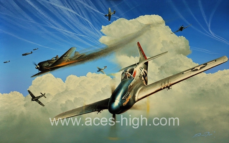 Red Tail Escort by Richard Taylor P-51's w/ 6 Tuskegee Pilot Signatures! 