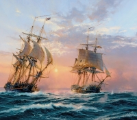 HORNBLOWER  AND THE INDEFATIGABLE  GICLÉE CANVAS PROOF
