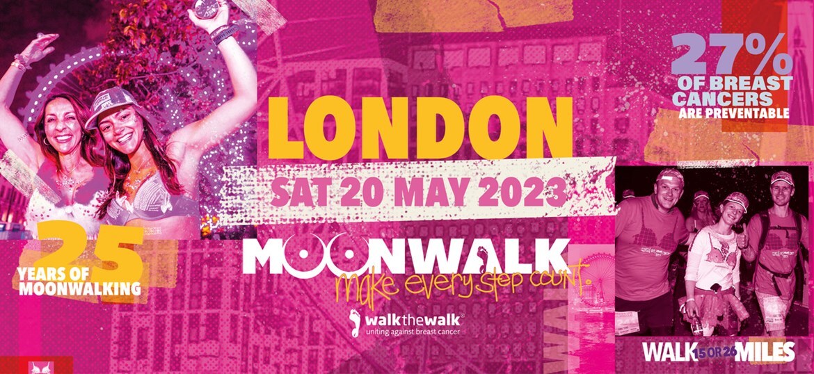 London charity Moonwalk for Breast cancer banner